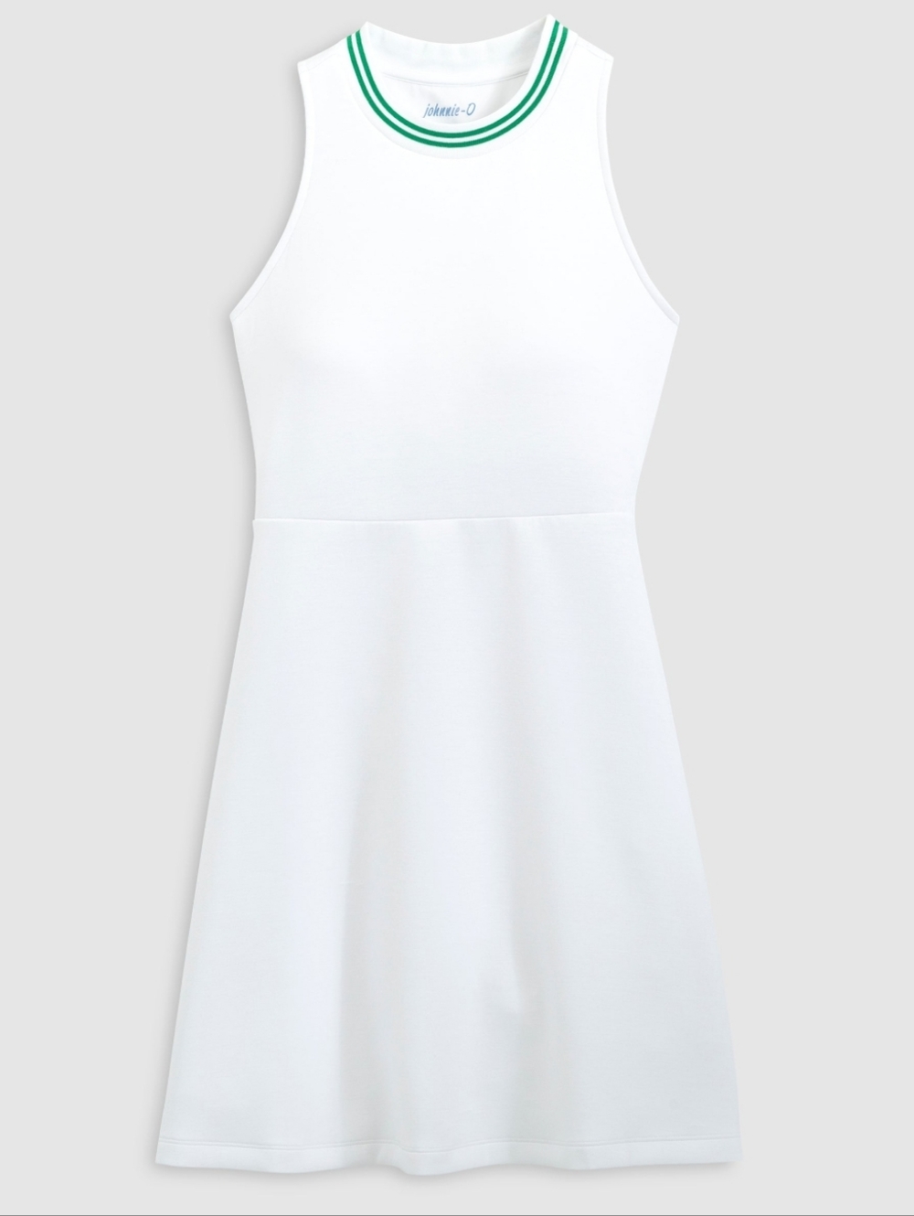 Johnnie-O Maria Performance Tennis/Exercise Mini Dress White Jolly Green